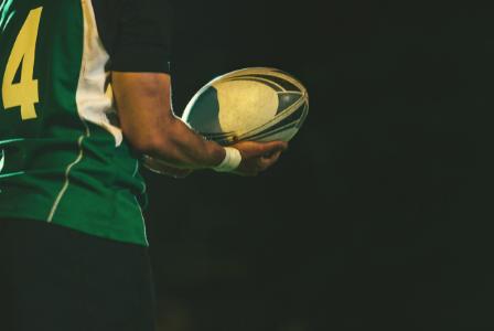 Rugby player with ball