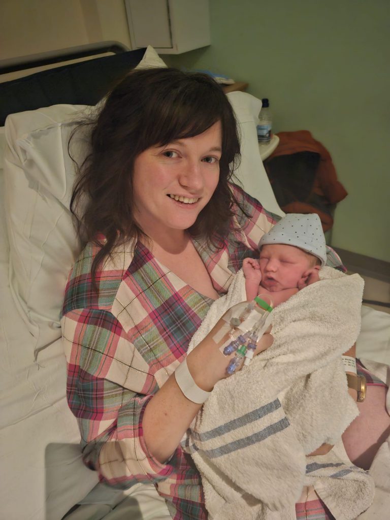 Photo of physiotherapist Esther Gallick with her baby boy Daniel
